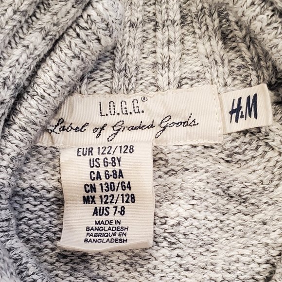 H&M boys sz 6-8 pullover sweater - Heather gray with half zip - Picture 5 of 5